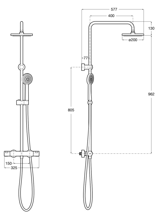 medidas columna de ducha termostatica basic